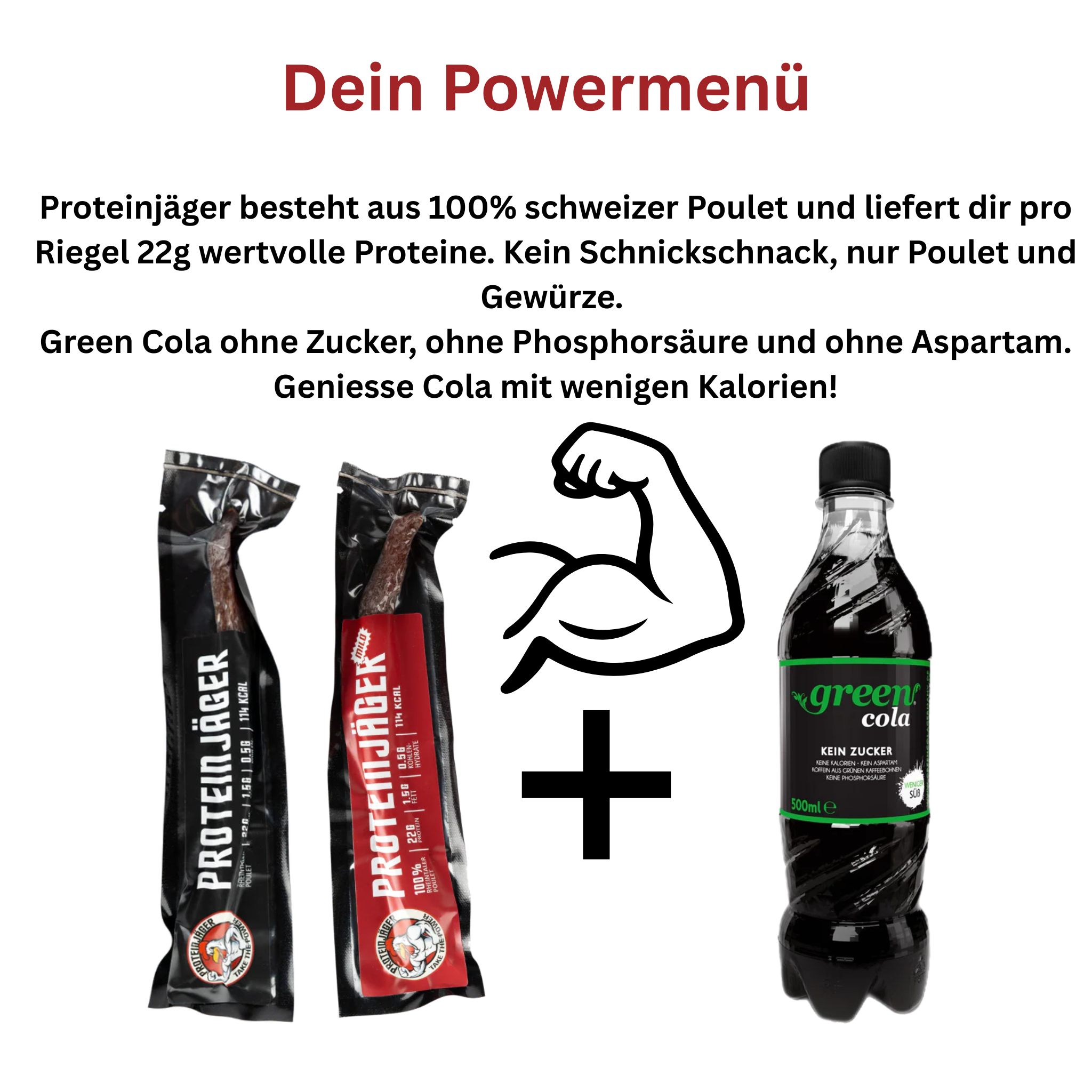 Powermenü 2x Proteinjäger 50g + 1 Flasche Green Cola 0.5l